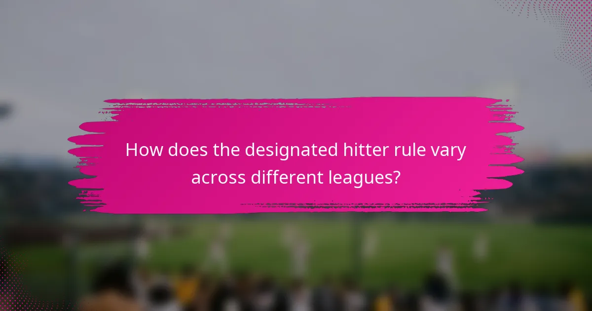 How does the designated hitter rule vary across different leagues?